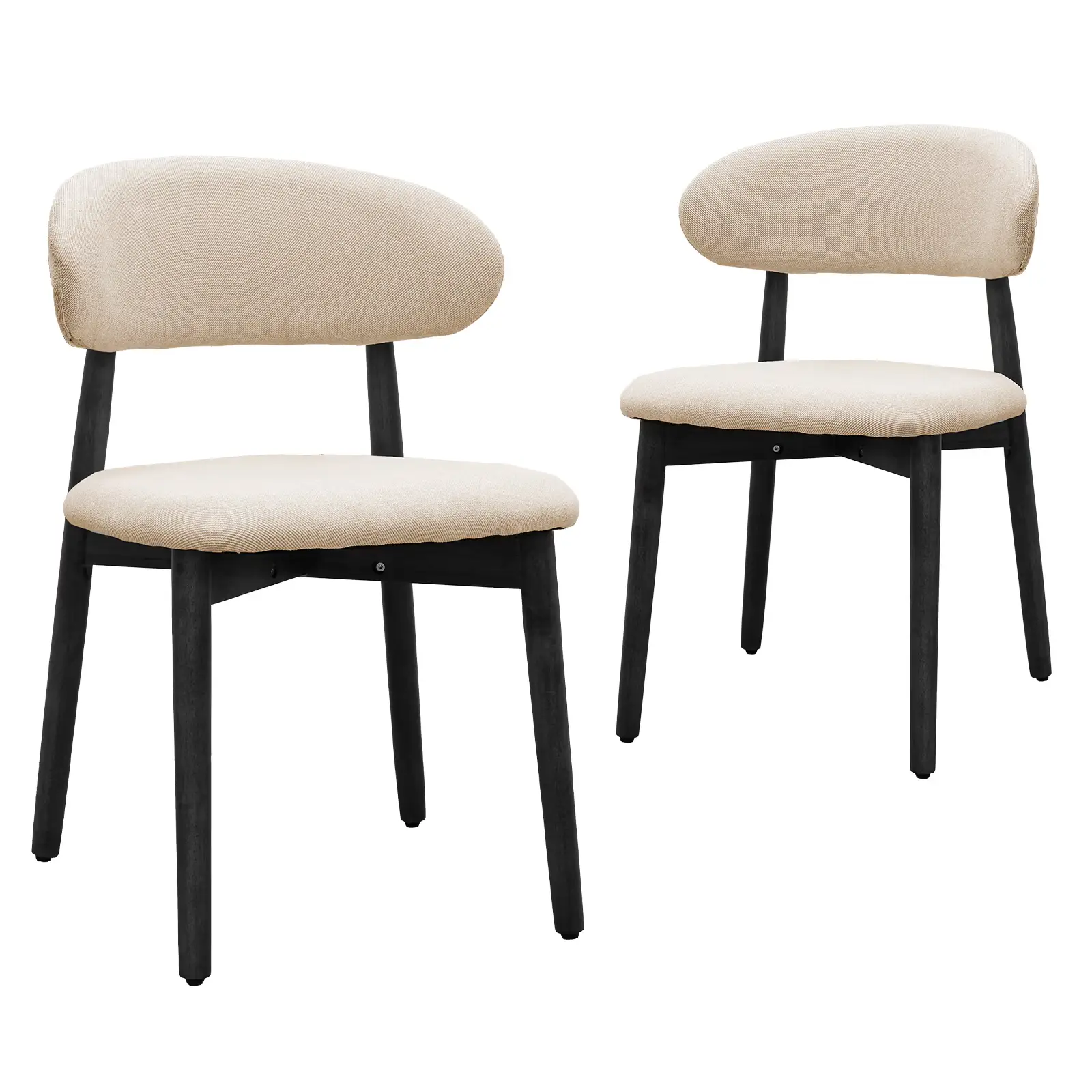 Beige Cotton-Linen Fabric Upholstered Dining Chair by HouseOfZazla