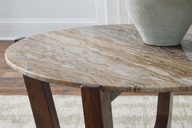 Tanidore - Round Cocktail Table - Warm Brown by Unique Piece Furniture