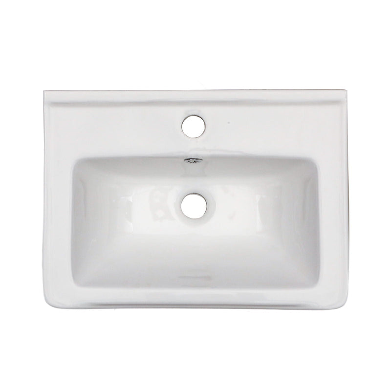 Wall Mounted Rectangular Bathroom Sink With 304 Stainless Steel Towel Bar & Overflow - White by HouseOfZazla