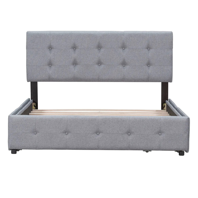 Upholstered Platform Bed With Classic Headboard And Drawers, No Box Spring Needed by Unique Piece Furniture
