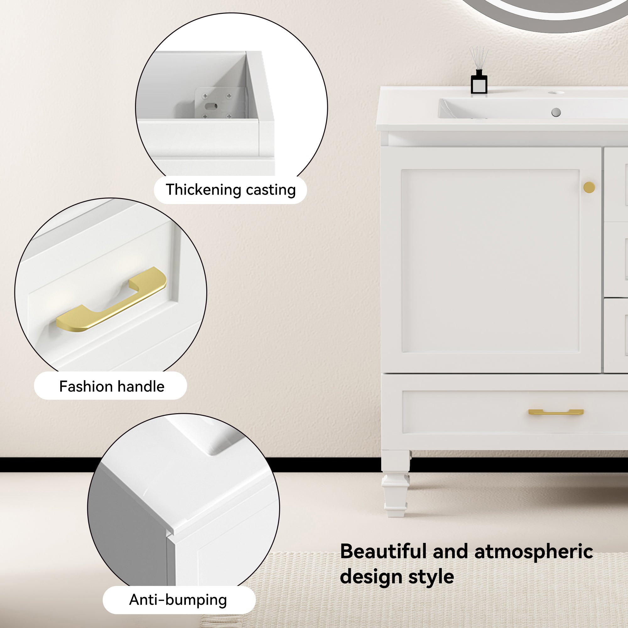 30" White Bathroom Vanity with Abundant Storage by HouseOfZazla