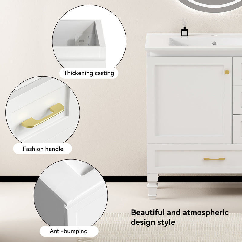 30" White Bathroom Vanity with Abundant Storage by HouseOfZazla
