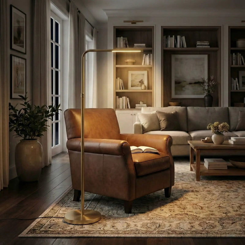Verve - Floor Lamp With On / Off Switch Adjustable LED Round Base - Gold by Unique Piece Furniture