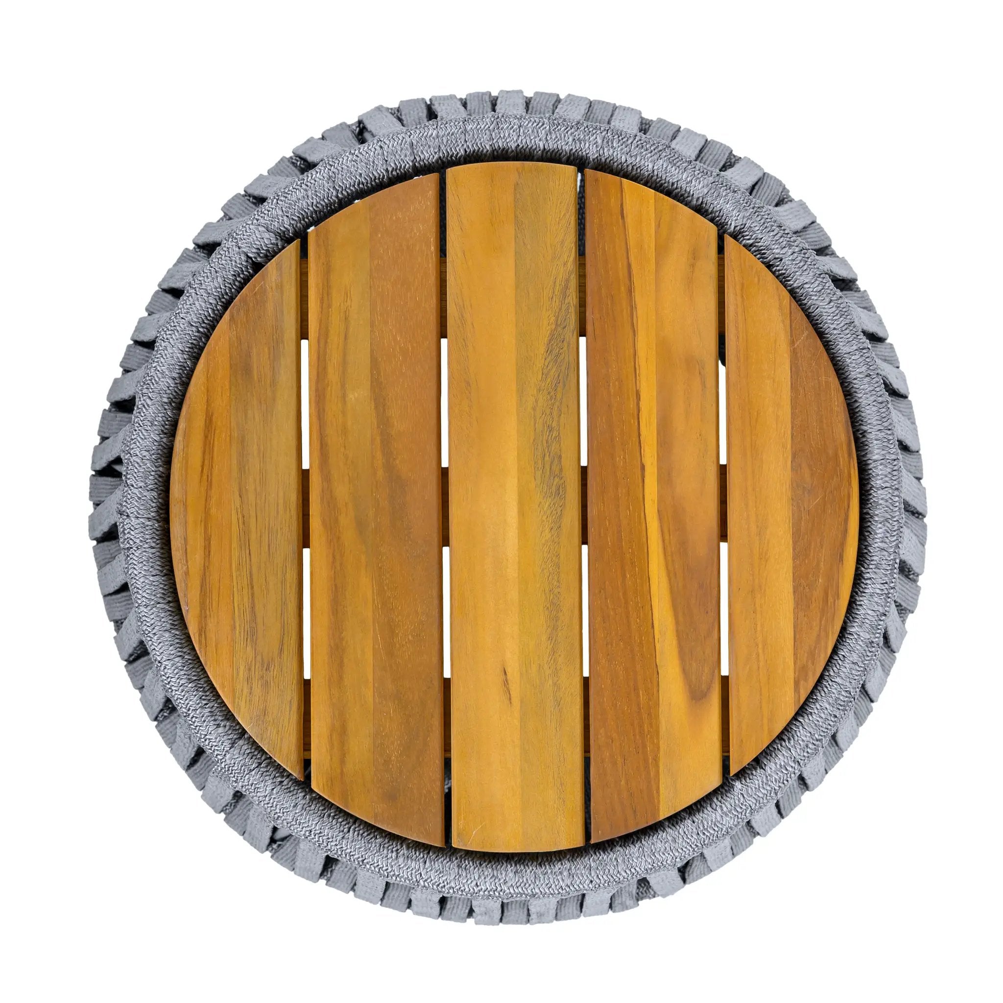 Outdoor Side Table with Rope and Acacia Wood by HouseOfZazla