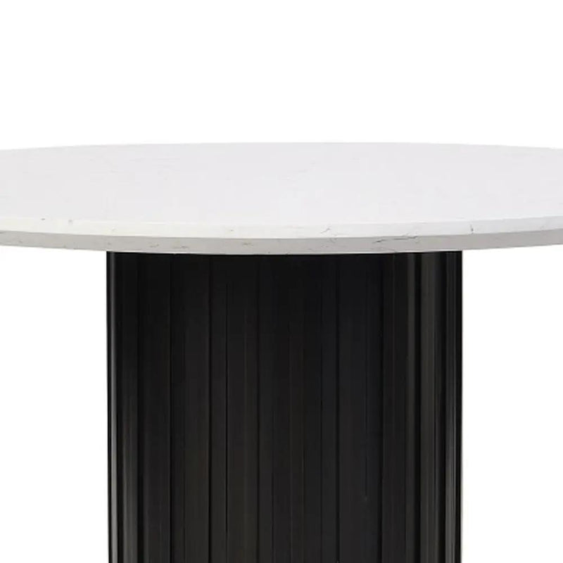 Jaramillo - Round Dining Table With Engineered Marble Top - Engineered Marble Top & Black by Unique Piece Furniture