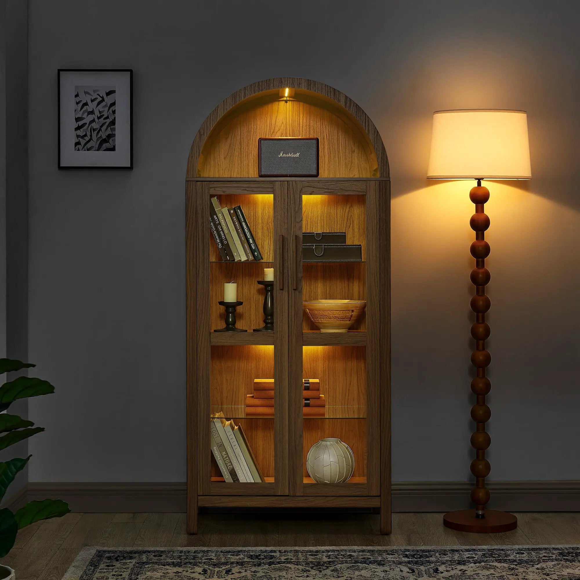 High Arched Storage Cabinet with Lamp by HouseOfZazla