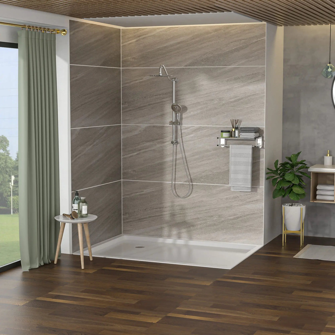 Shower System With 5 Function Rain Hand Shower And Slide Bar Combo by HouseOfZazla