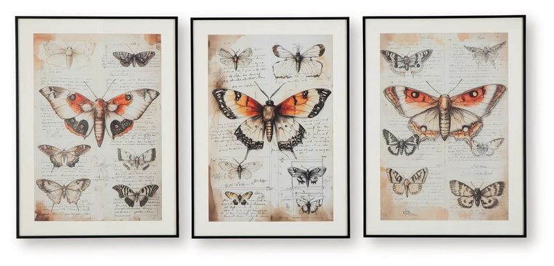 Jossletts - Wall Art Set (Set of 3) - Orange / Black / Ivory by Unique Piece Furniture
