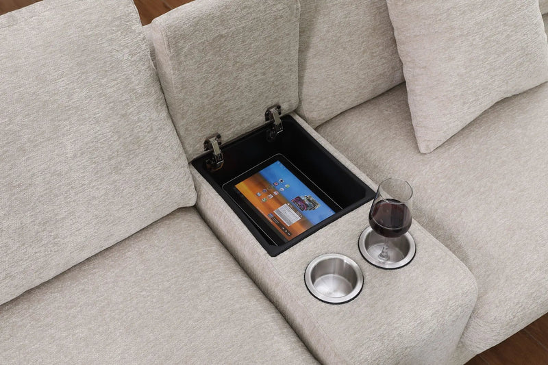 Celine - Fabric Corner Sectional Sofa With Right-Facing Chaise, Cupholders, And Charging Ports by HouseOfZazla