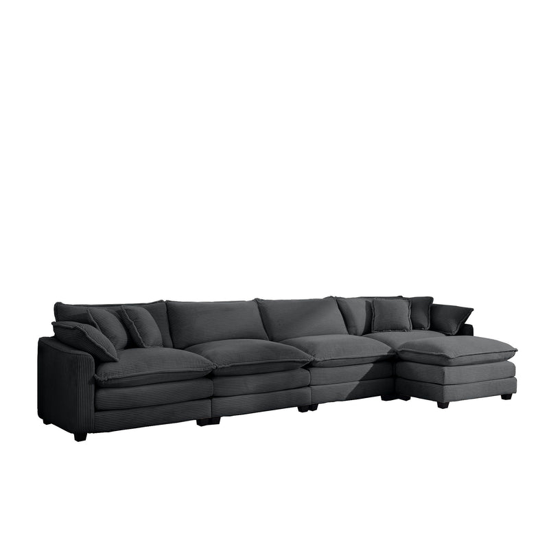 Modern Oversized Modular Cushion Sofa With Ottoman, Low Back, Deep Seating Sofa Set by Unique Piece Furniture