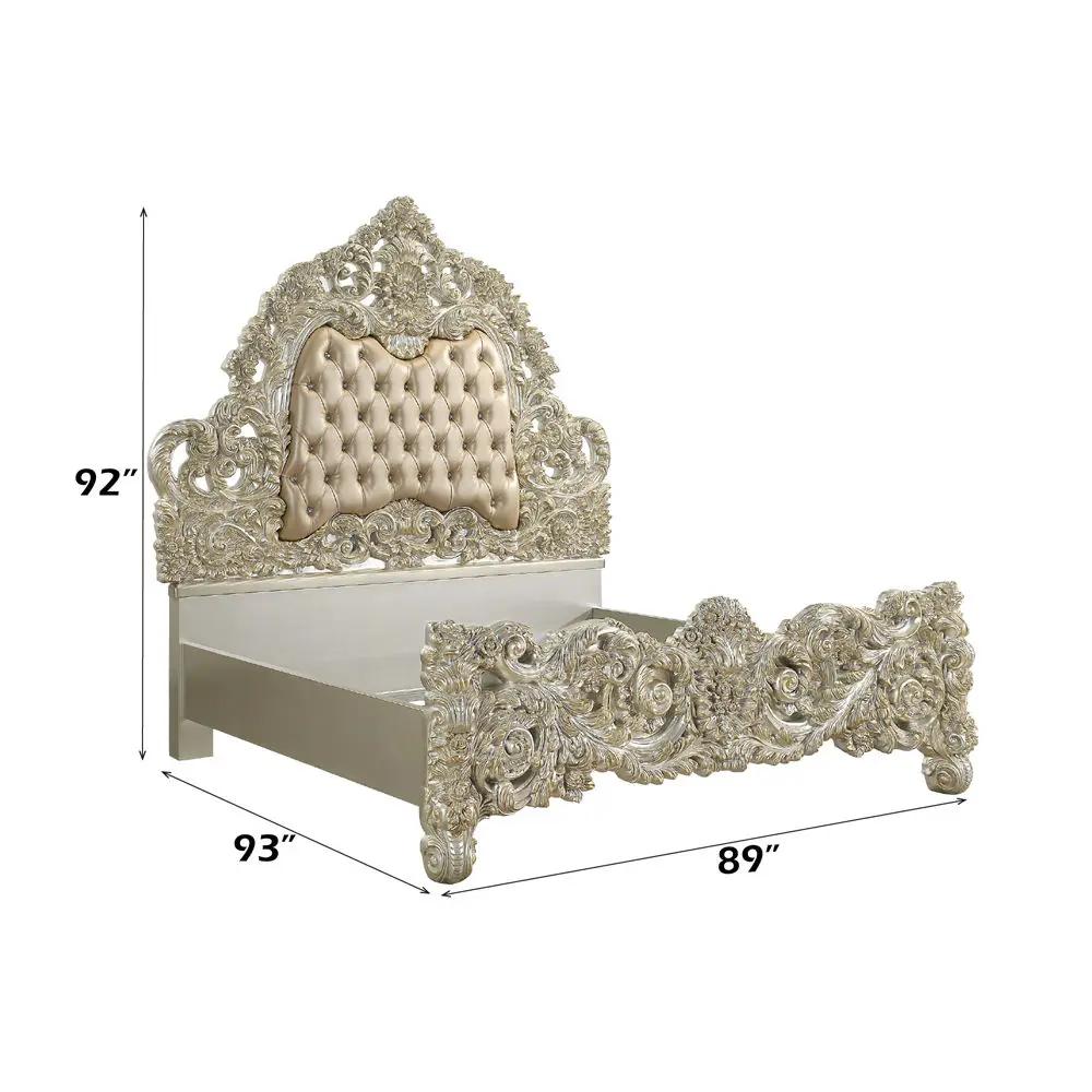 Sorina - Eastern King Bed - Synthetic Leather & Antique Gold by Unique Piece Furniture