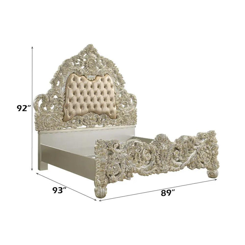 Sorina - Eastern King Bed - Synthetic Leather & Antique Gold by Unique Piece Furniture