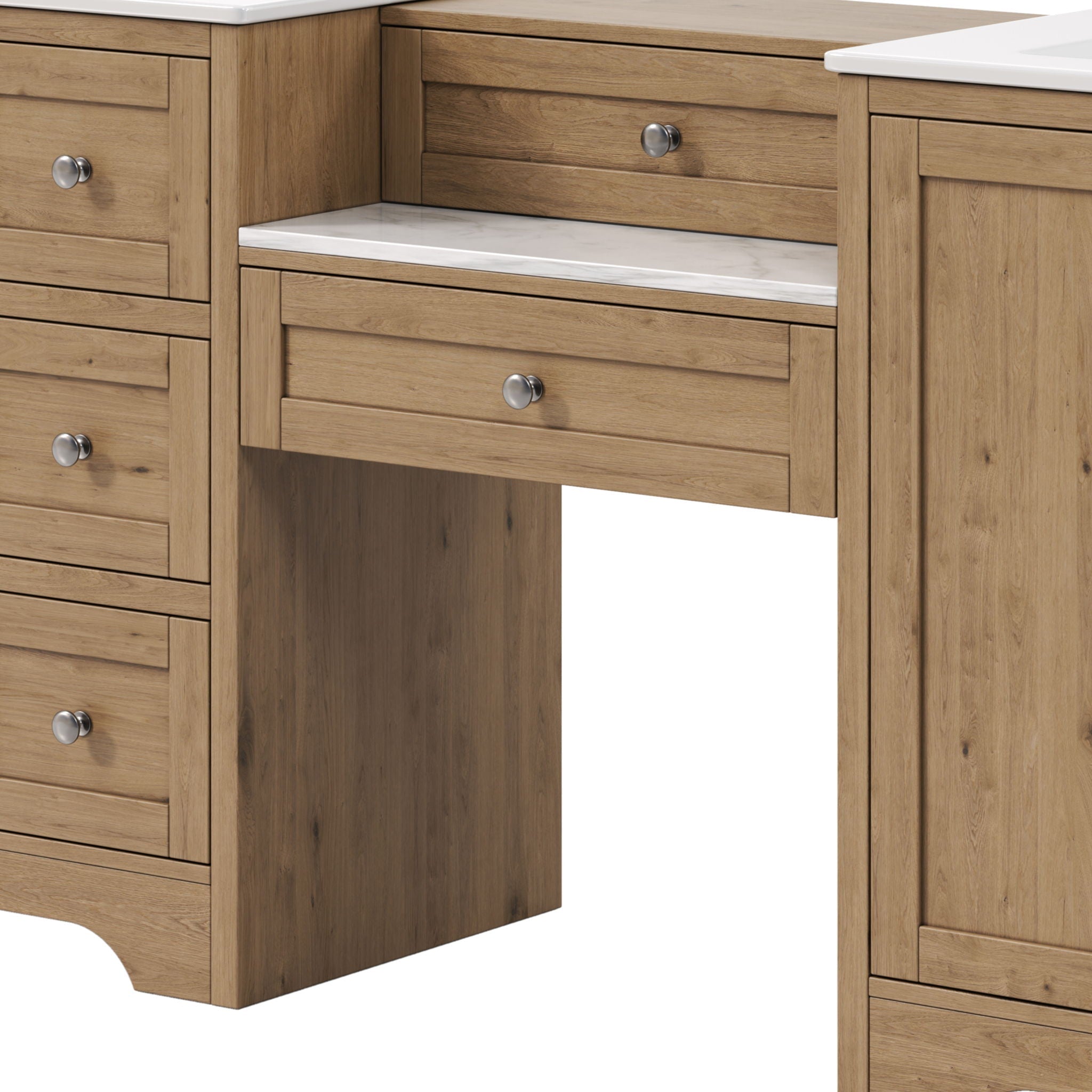 Double Sink Bathroom Vanity With Countertop, 2 Ceramic Sinks, 6 Drawers by HouseOfZazla