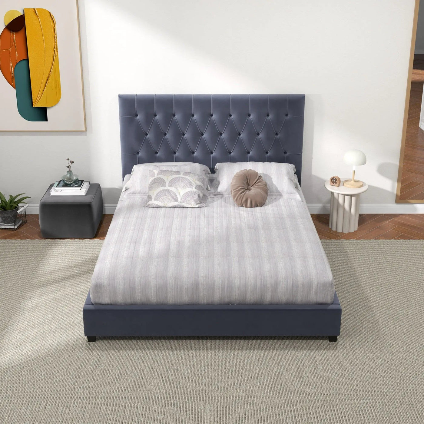 Donald - Mid-Century Modern Upholstered Platform Bed by HouseOfZazla