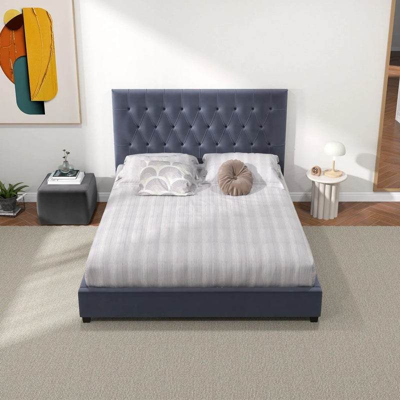 Donald - Mid-Century Modern Upholstered Platform Bed by HouseOfZazla