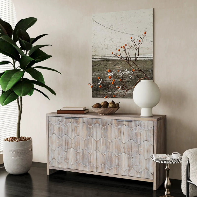 Accent Cabinet Farmhouse Style 4 Door Wooden Cabinet Sideboard Buffet Server Cabinet Storage Cabinet, For Living Room, Entryway, Hallway, Office, Kitchen And Dining Room by Unique Piece Furniture