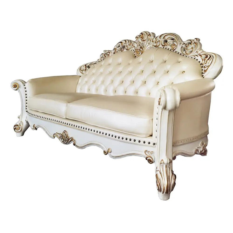 Vendome - Sofa With 5 Pillows - Champagne Synthetic Leather & Antique Pearl by Unique Piece Furniture