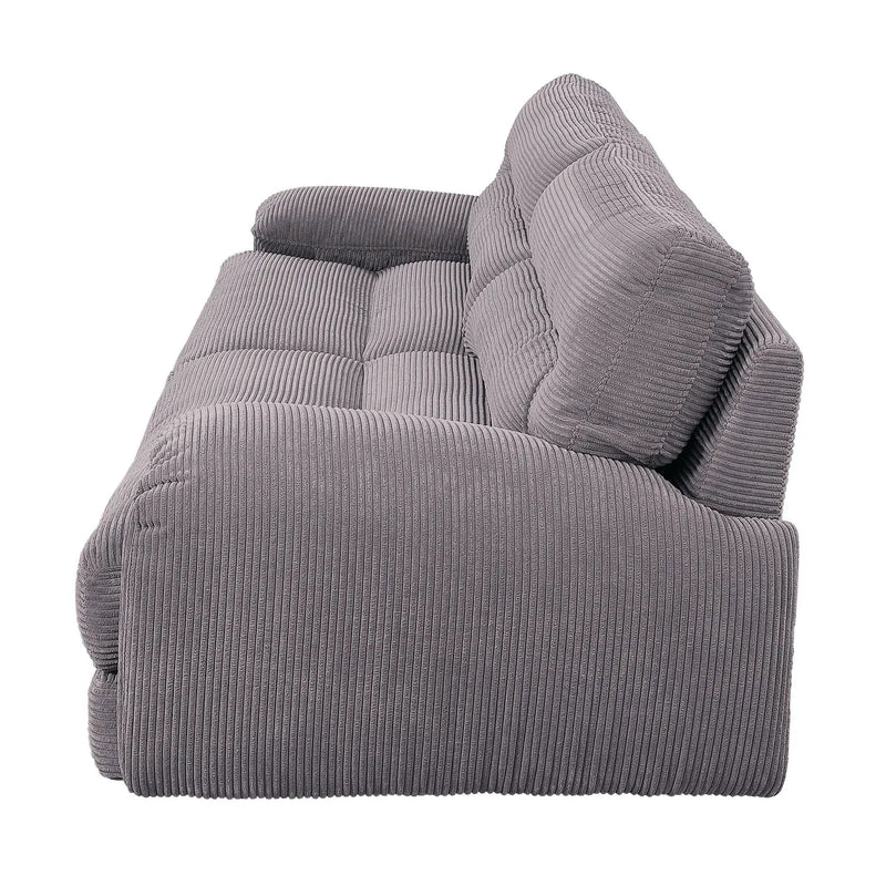 Cadenza - Corduroy 2 Piece Living Room Set - Gray by HouseOfZazla