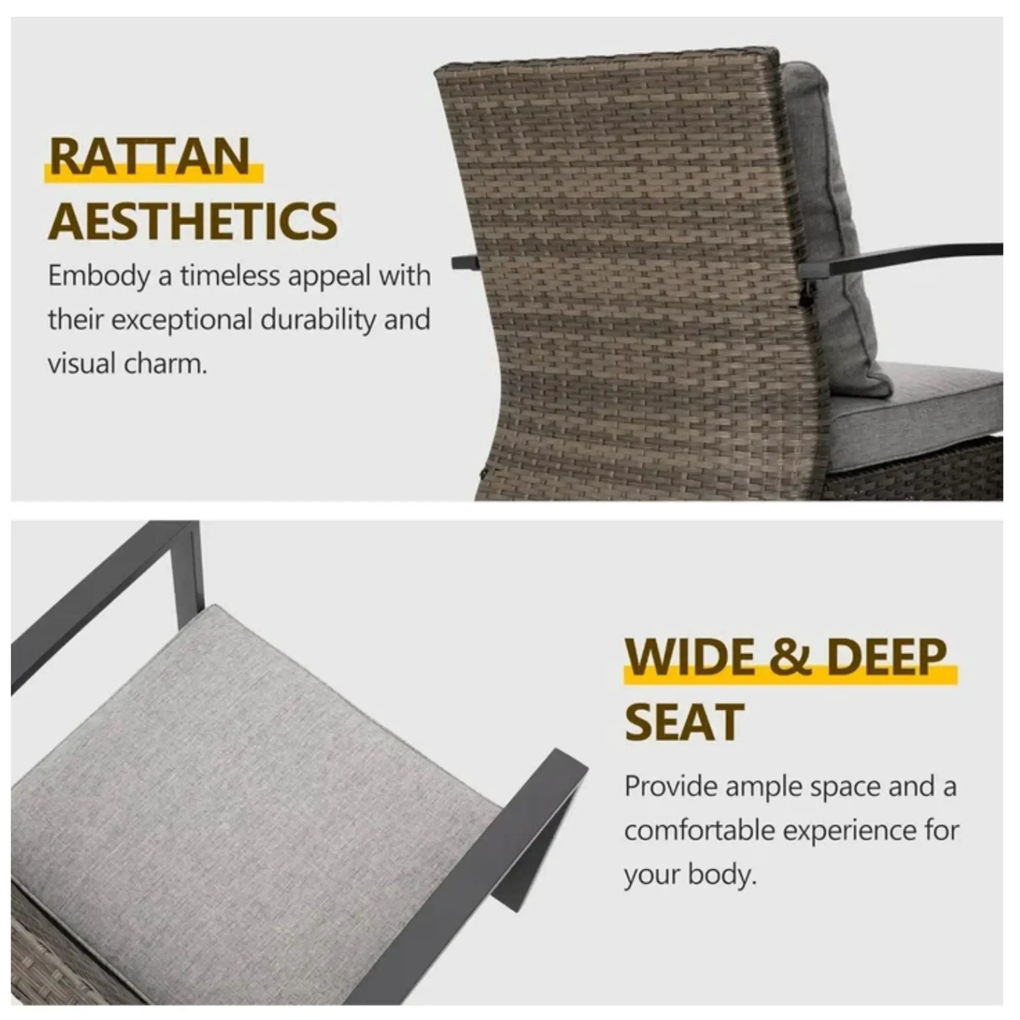 Swivel Rocker Patio Chairs With Cushions, All Weather (Set of 2) - Gray by HouseOfZazla