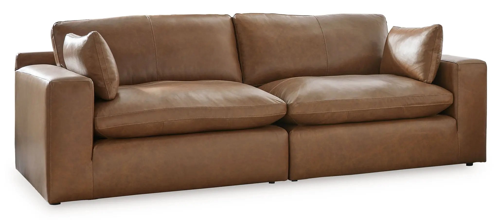 Emilia - 3 Pc. - 2-Piece Sectional Loveseat, Ottoman - Caramel by Unique Piece Furniture