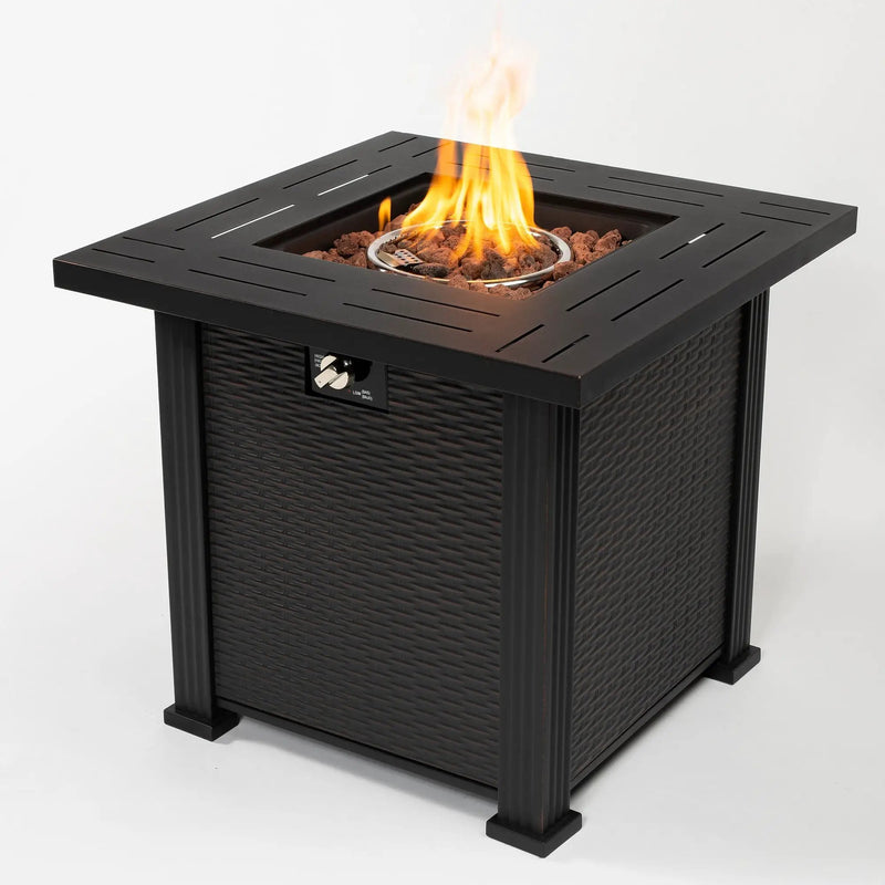 28" Propane Gas Fire Pit Table, 50000 BTU Square Steel Fire Pit by HouseOfZazla