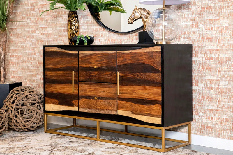 Zara 2-door 57-inch Wood Accent Storage Cabinet Black Walnut by Unique Piece Furniture