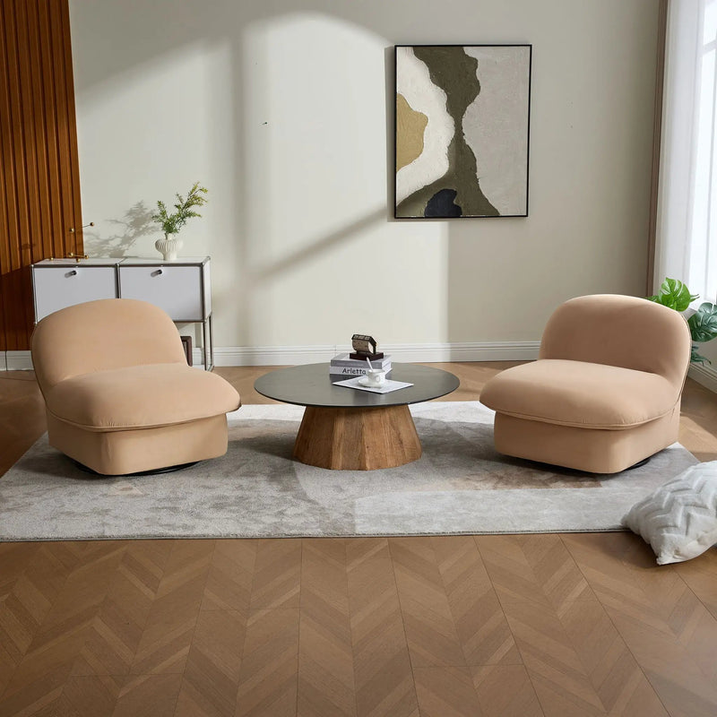 Pumpkin Shaped Swivel Accent Chair, 360 Degree Rotation For Living Room by Unique Piece Furniture