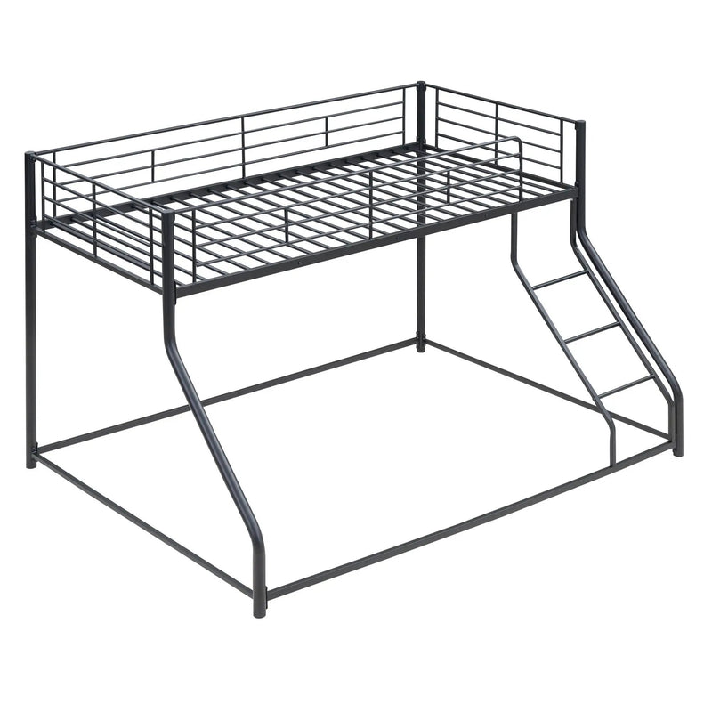 Metal Floor Bunk Bed With Sloped Ladder, Space Saving Design by HouseOfZazla