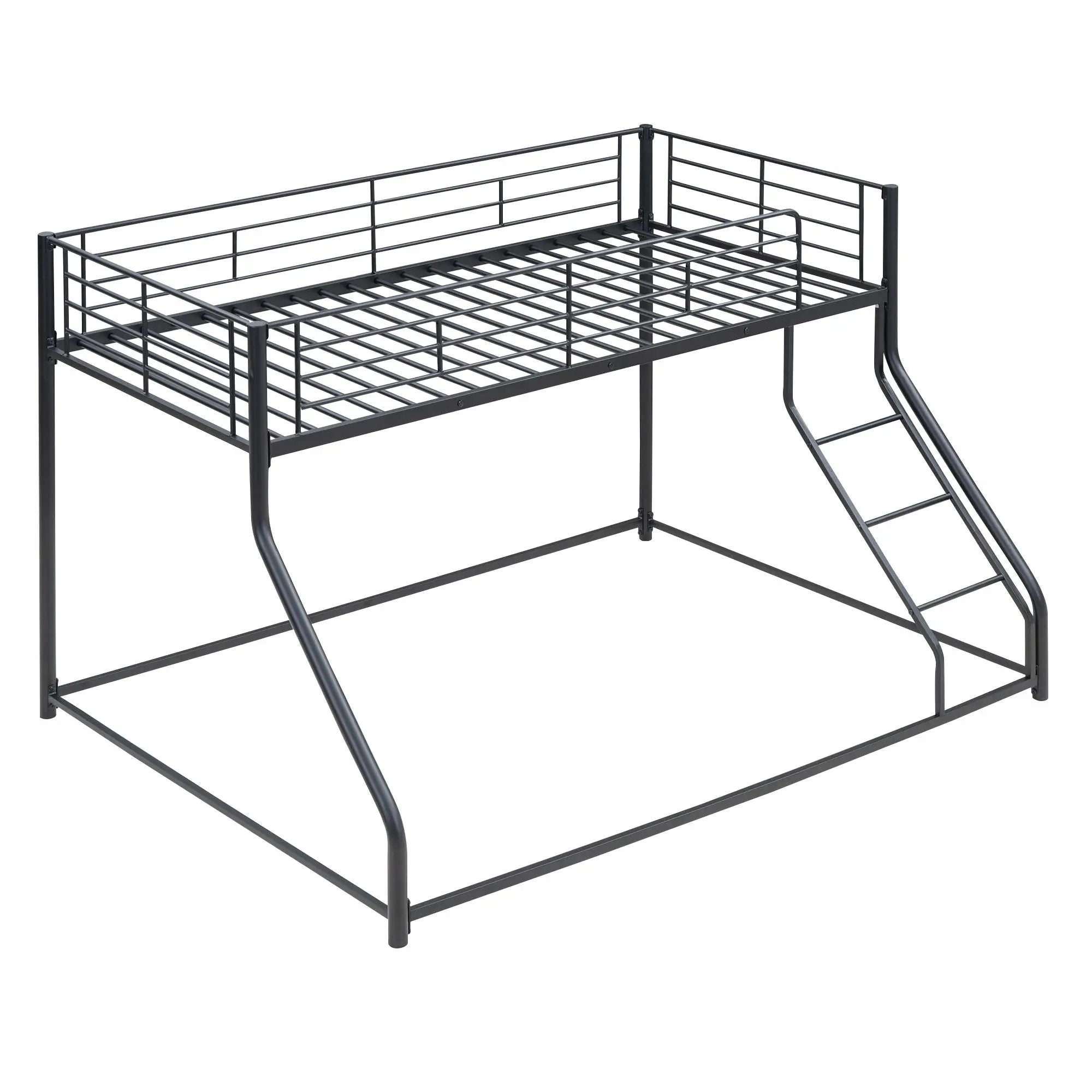 Metal Floor Bunk Bed With Sloped Ladder, Space Saving Design by Unique Piece Furniture