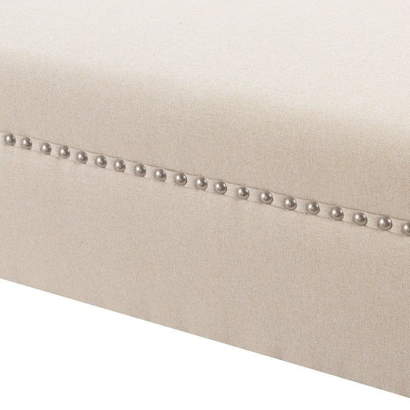 Kathy - Roll Arm Entryway Accent Bench - Sky Neutral Beige by HouseOfZazla