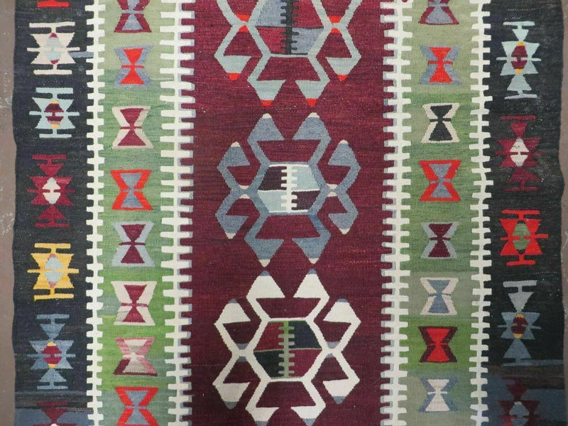 3' 8" X 5' Vintage Turkish Kilim Handmade Flat Weave Wool Rug Veg Dyes by Jewel Rugs