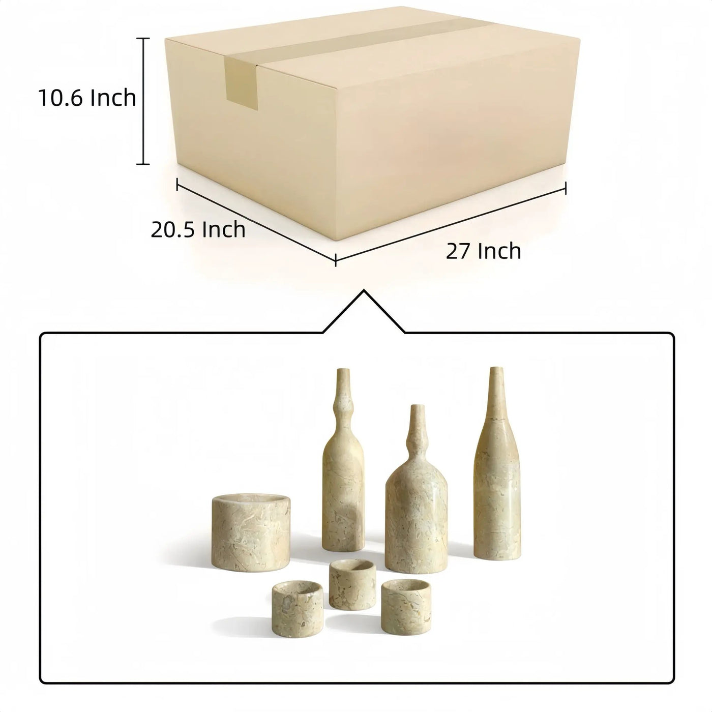 7 Pieces Luxury Natural Marble Living Room Accessories Set by HouseOfZazla