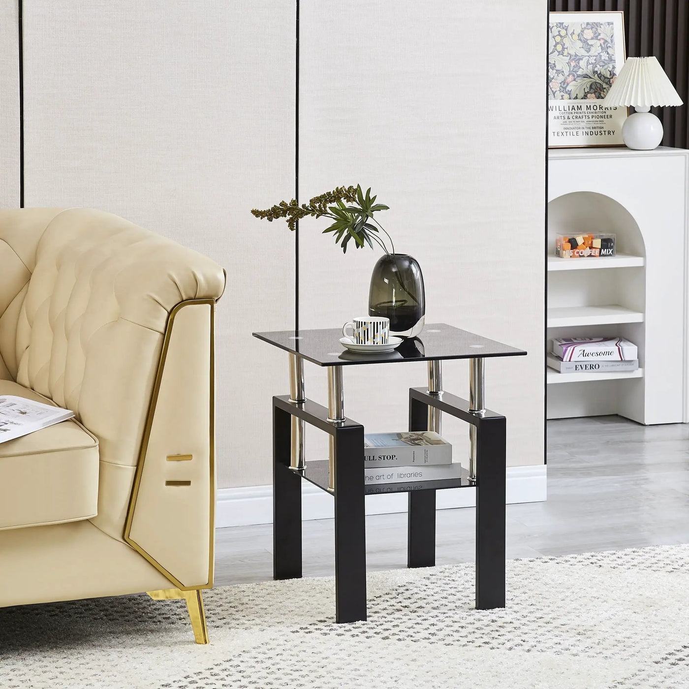 Tempered Glass Table With Storage by HouseOfZazla