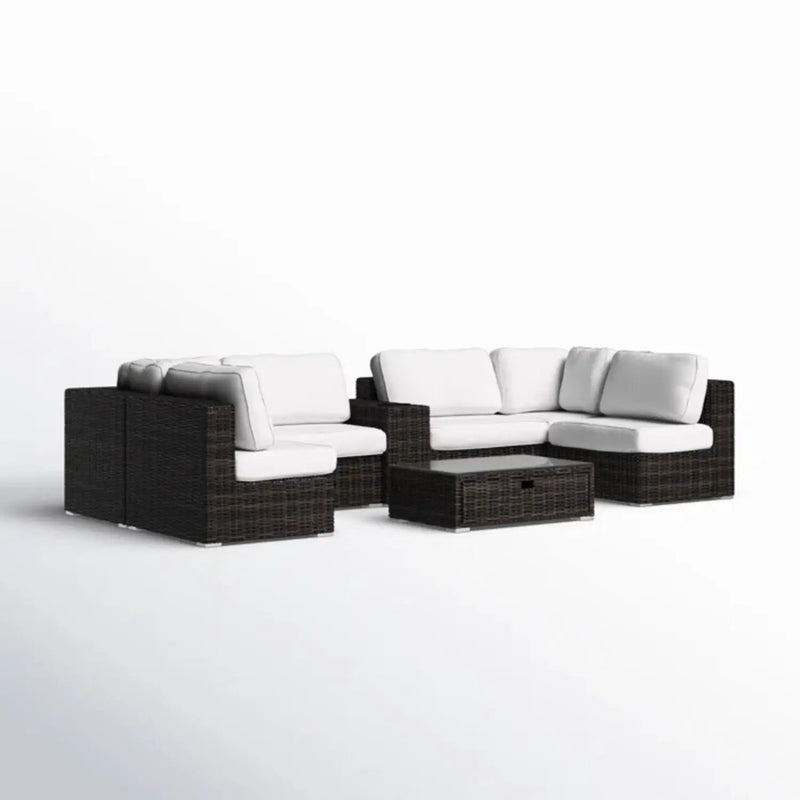 Elegant 4 Person Wicker Patio Seating Set With Cushions And Glass Top Table by Unique Piece Furniture