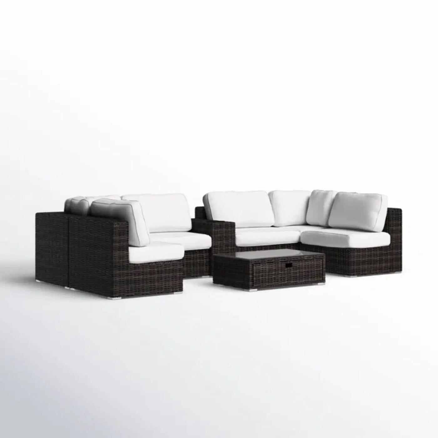 Elegant 4 Person Wicker Patio Seating Set With Cushions And Glass Top Table by HouseOfZazla