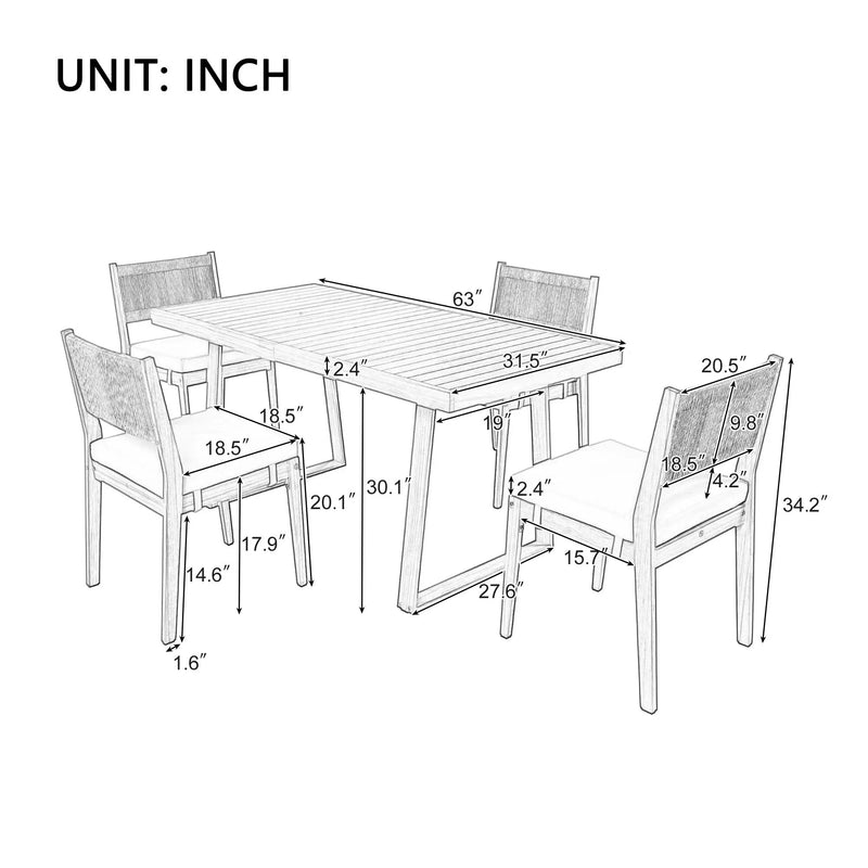 U_Style Multi-Person Outdoor Acacia Wood Dining Table and Chair Set by HouseOfZazla