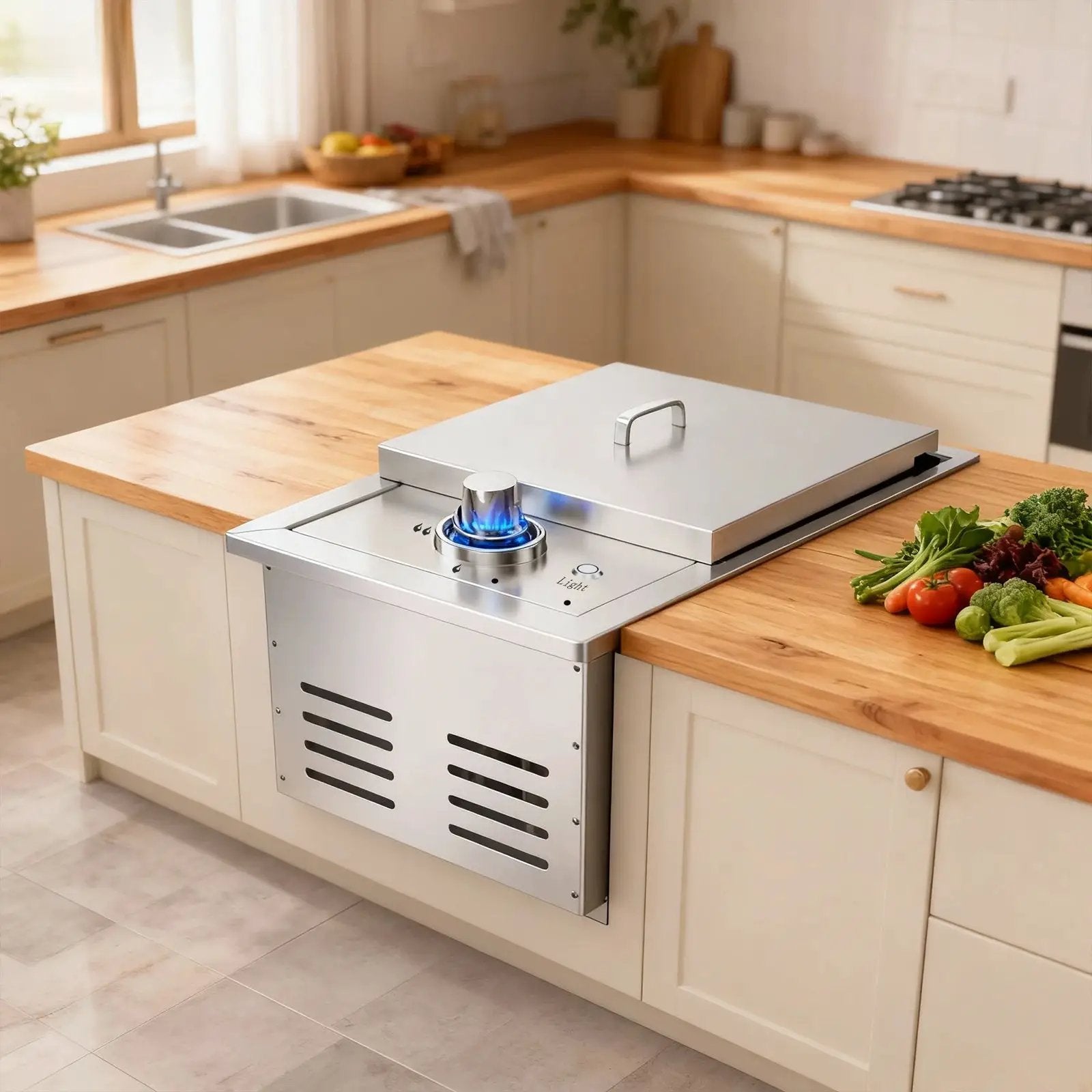 Single Grilling Side Burner, 17,000BTU Liquid Propane by HouseOfZazla