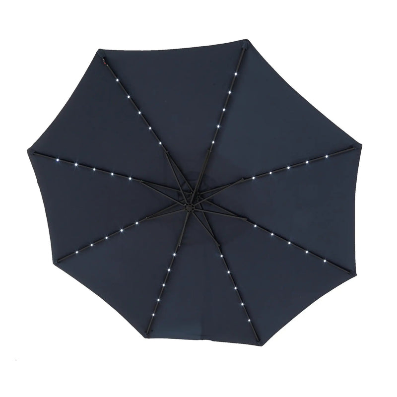 10ft Solar LED Offset Hanging Market Patio Umbrella - Navy Blue (No Base) by HouseOfZazla