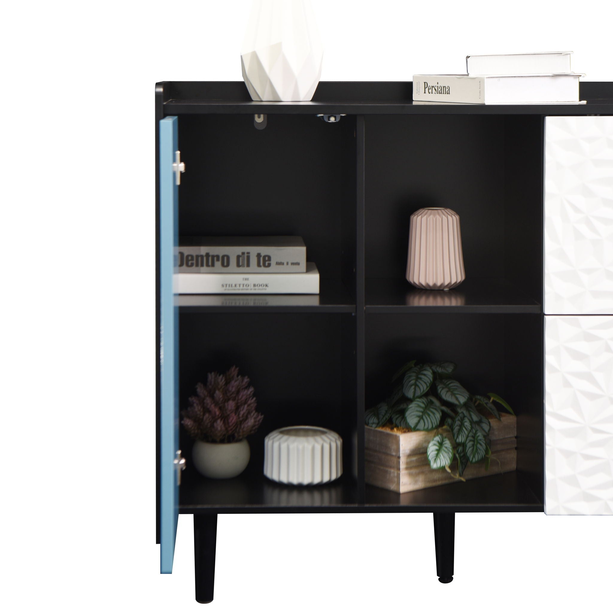 Modern Sideboard Buffet Cabinet With Doors And Unique Panel Styling by HouseOfZazla