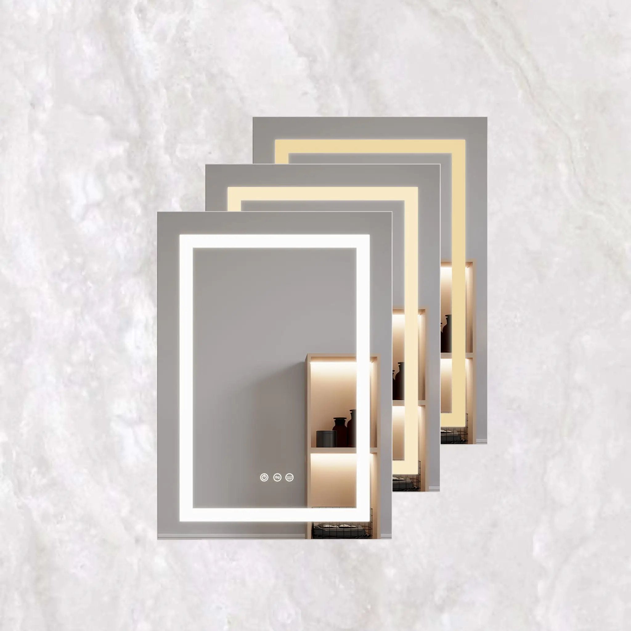Bathroom Medicine Cabinet With LED Mirror, Anti-Fog, Waterproof, 3000K~6000K Single Door Lighted Bathroom Cabinet With Touch Swich by Unique Piece Furniture