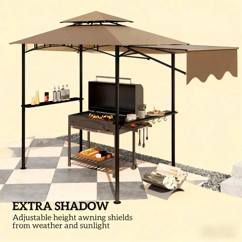 Ventilated Barbecue Gazebo Shelter with Side Awning, Shelves, and Hooks by HouseOfZazla