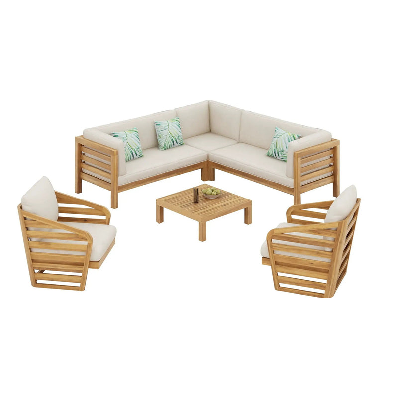 Royal Acacia 6-Piece Sofa Sectional Set - Beige by HouseOfZazla