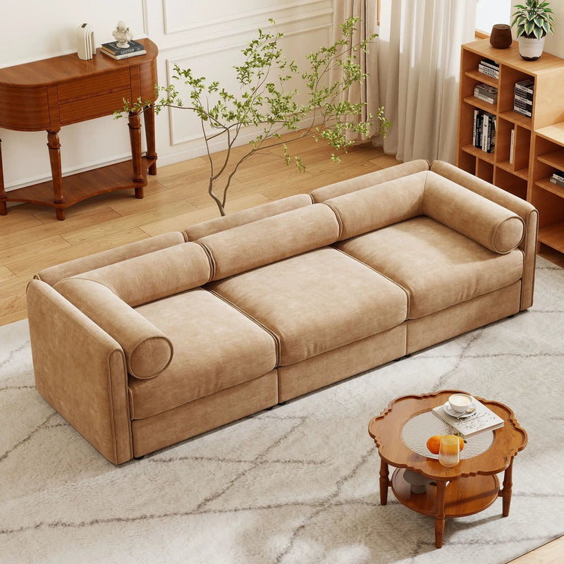 Stylish Sofa With Storage Seat And Cylindrical Backrest by HouseOfZazla