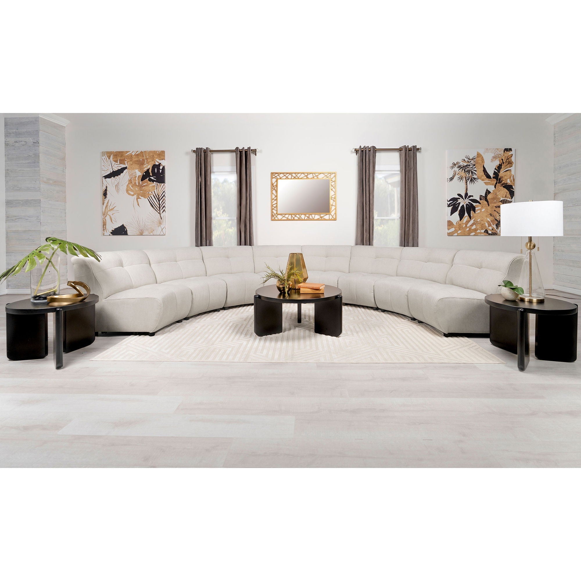 Sycamore - 8 Piece Upholstered Sectional Sofa With Curved Design - Ivory by HouseOfZazla