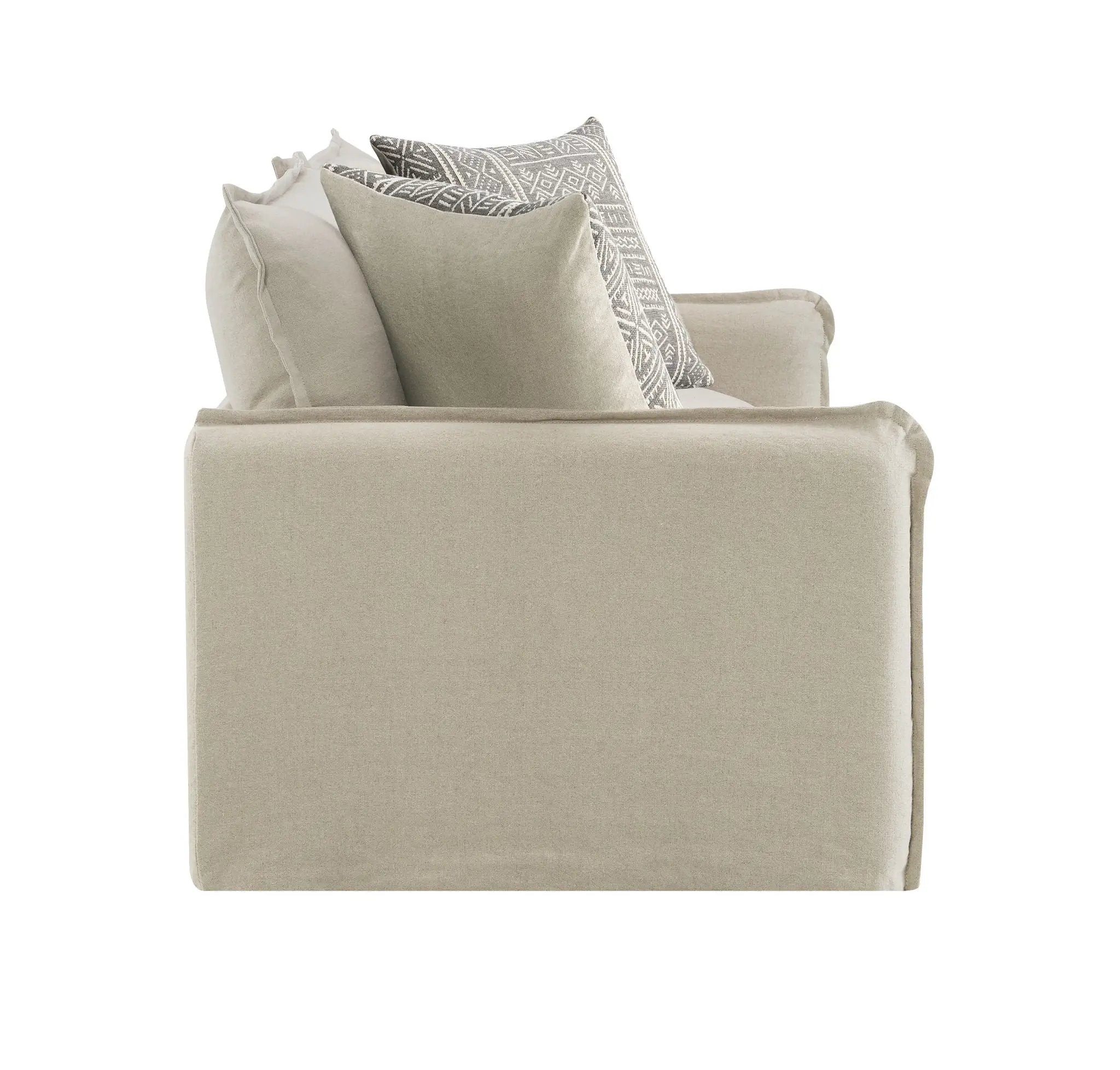 Upendo - Pattern Linen Loveseat With 2 Toss Pillows - Beige by Unique Piece Furniture