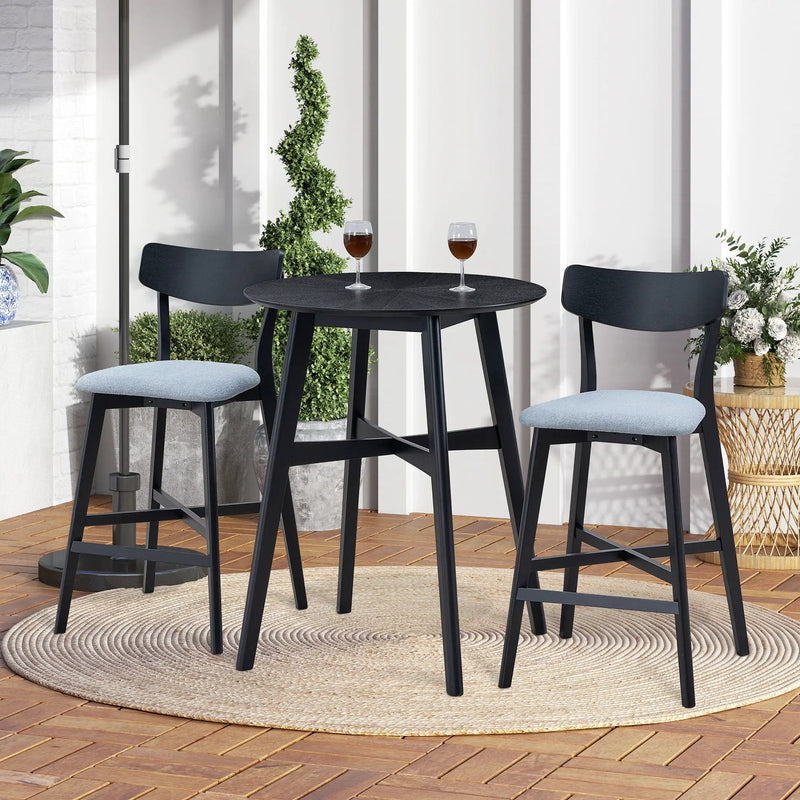 Wooden Bar Chairs Set of 2, Modern Soft Upholstered Kitchen Island Chairs by HouseOfZazla