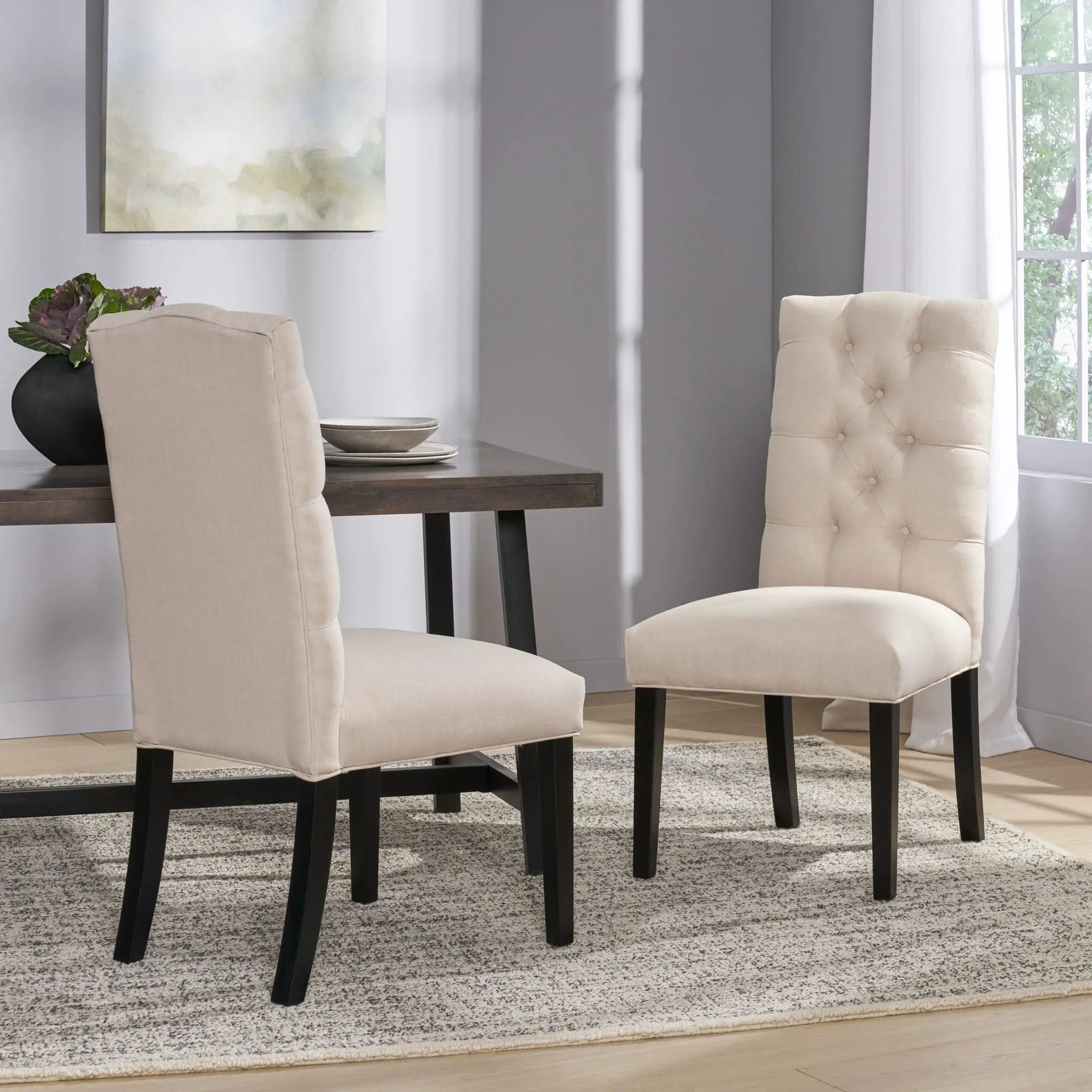 Harding Tufted Dining Chair Set of 2 - Natural by HouseOfZazla