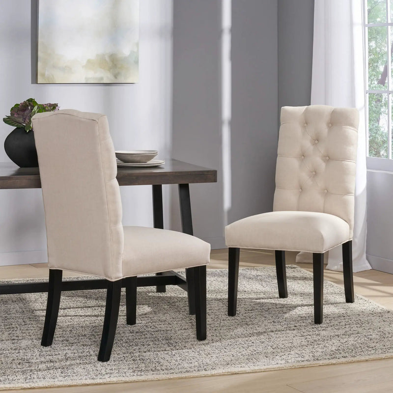 Harding Tufted Dining Chair Set of 2 - Natural by HouseOfZazla