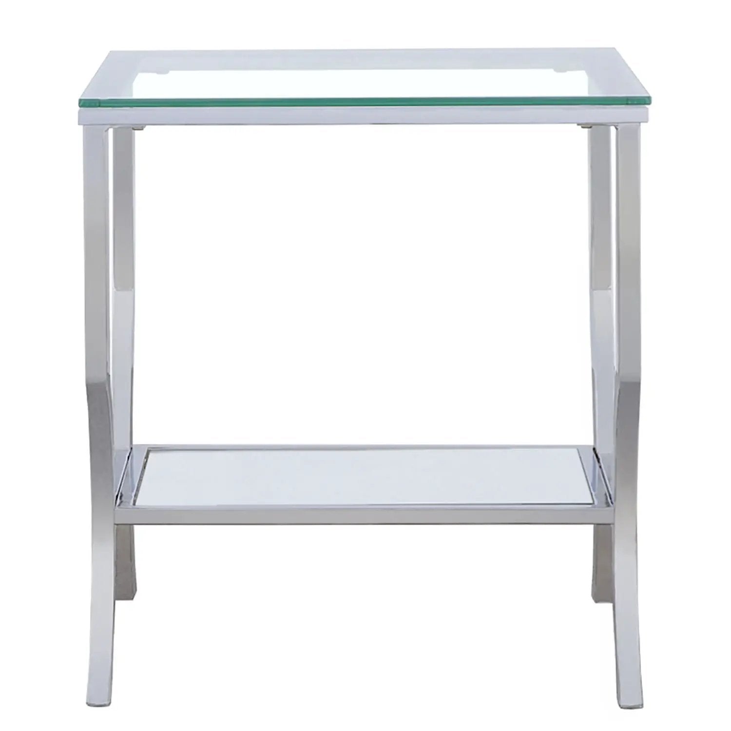 Porch & Den - Square Top End Table Elegance Glass - Chrome by HouseOfZazla