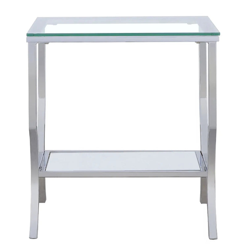 Porch & Den - Square Top End Table Elegance Glass - Chrome by HouseOfZazla
